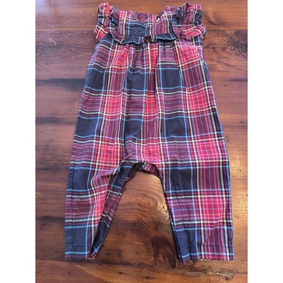 Tea Collection Baby Girls 6-9 Month Red Matsuri Plaid Holiday Ruffle Romper - Picture 2 of 11